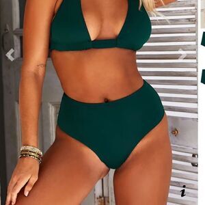 🌺3 FOR $20🌺 Doll & Co High Waist Bikini Bottom Hunter Green Matte M Swimwear